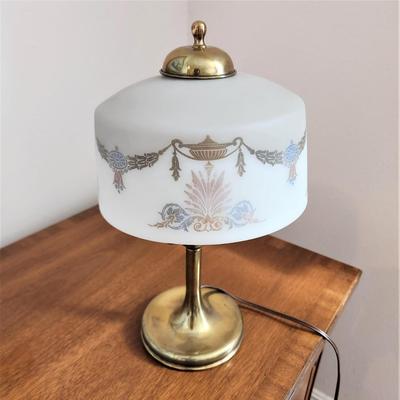Lot #153  Vintage Frosted glass Boudoir Lamp - works