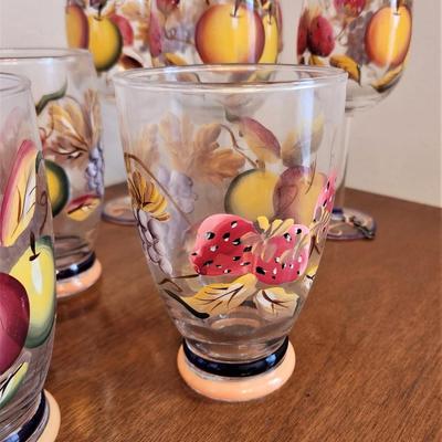 Lot #155 Lot of Hand Painted Iced Tea Glasses and Wine Goblets