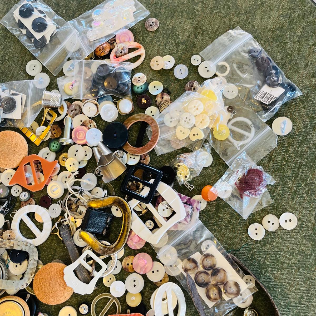 Jar of buttons and notions