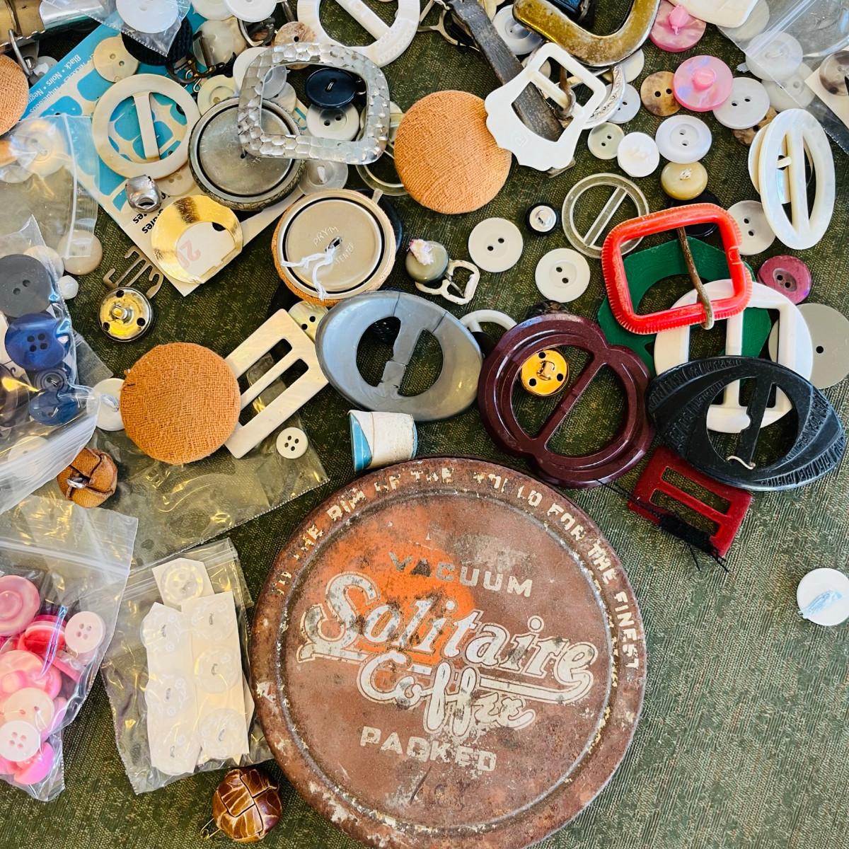 Jar of buttons and notions