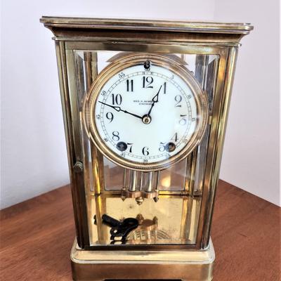 Lot #170  Wonderful Antique Geo. S. Newstedt Brass Clock - works