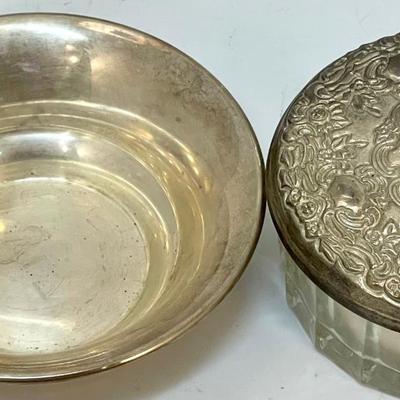 Vintage Powder Container & Balfour Sterling Silver Small Dish Bowl