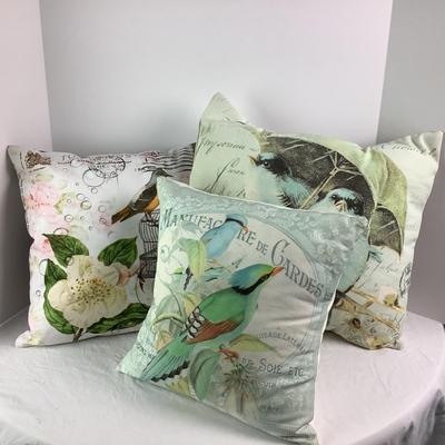 8249 Lot of Three Bird Themed Pillows