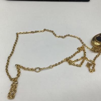 Enamel and Rose locket Necklace