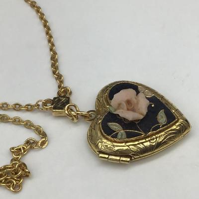 Enamel and Rose locket Necklace