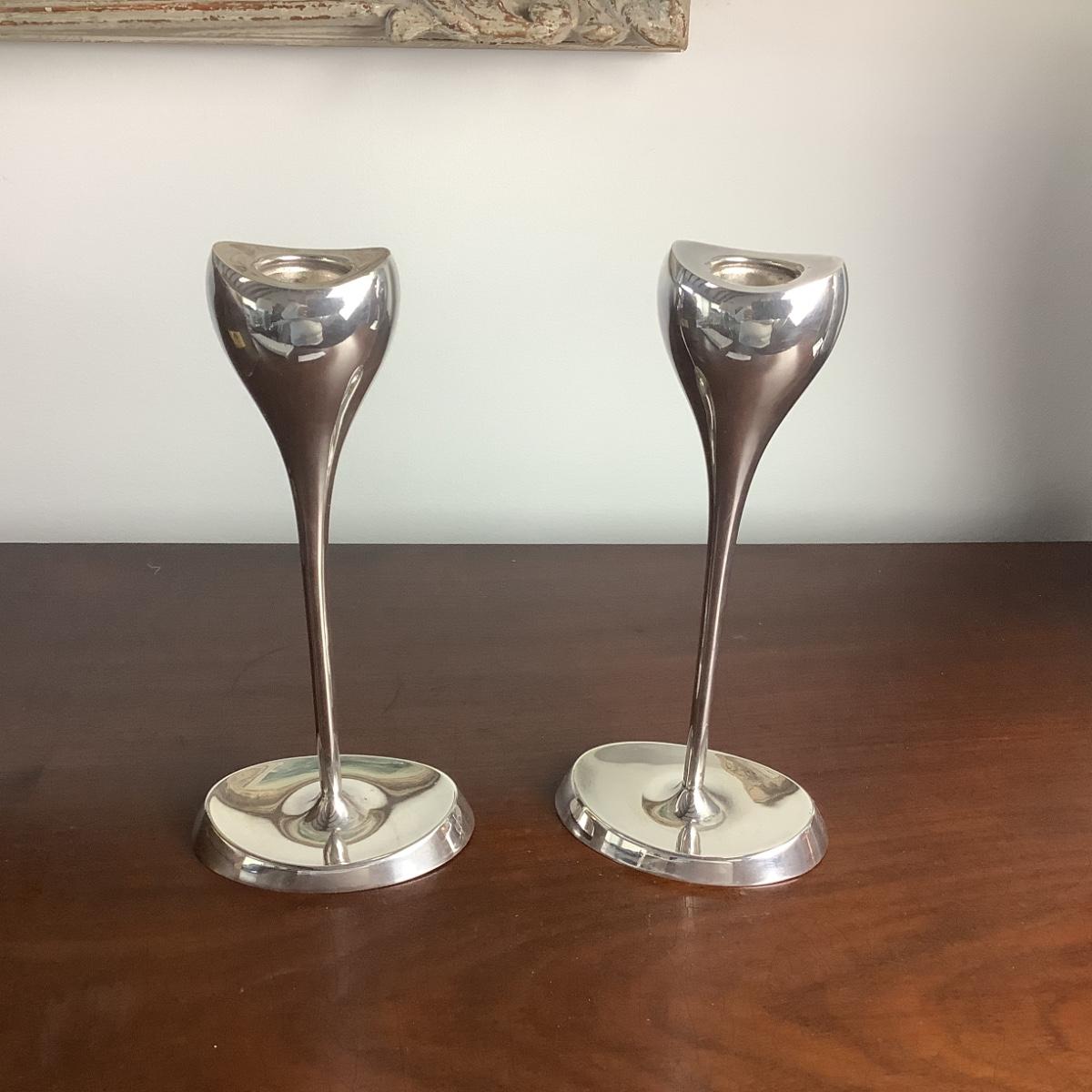 8329 ABSA Denmark Silverplated Mid Century Candlesticks | EstateSales.org