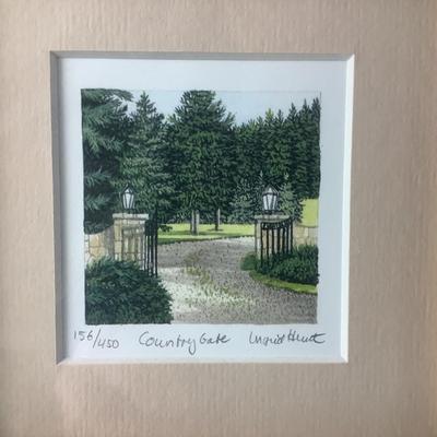 Lot. 8322. Limited Edition 156/450 Singed Lithograph "Country Gate" by Ingrid Hunt
