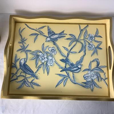 Lot. 8323. Yellow and Blue Serving Tray with matching container