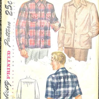 Simplicity Printed Pattern No. 1961 size large vintage men's shirt sewing pattern