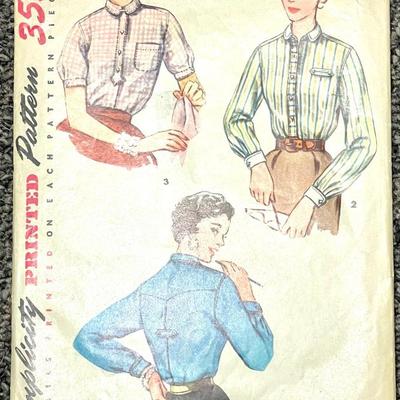 vintage sewing pattern women's blouse Simplicity Printed Pattern No. 4813 size 12 bust 30