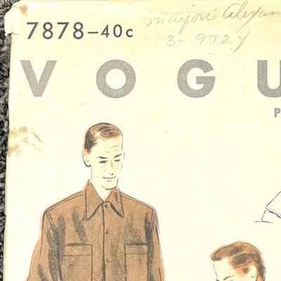 vintage sewing pattern men's shirt Vogue Pattern No. 7878 size medium 1953