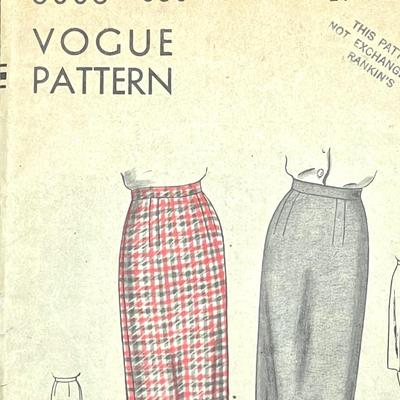 vintage sewing pattern women's pencil skirt Vogue Pattern No. 6003 waist 24 hip 33