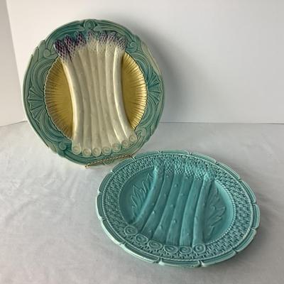 Lot. 8334. Two Majolica Asparagus Plates