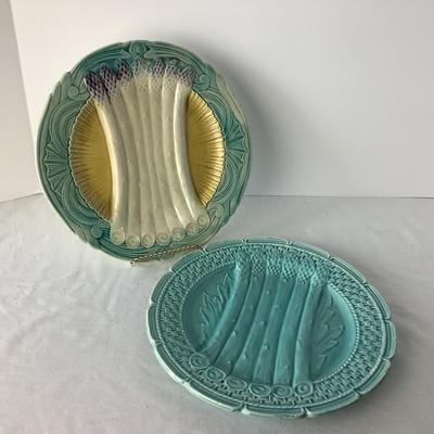 Lot. 8334. Two Majolica Asparagus Plates