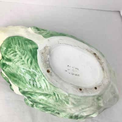 8356 Italian Majolica Duck / Goose Cabbage Tureen w/ Ladle