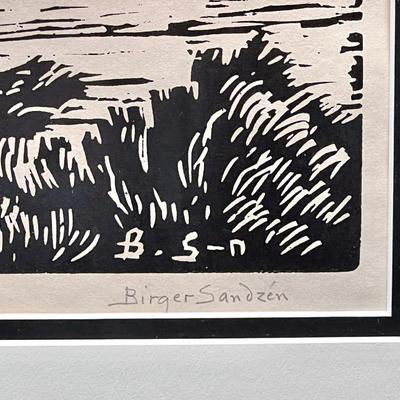 Birger Sandzen Original Signed Linoleum Print Sunshine Creek 12x18