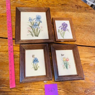 Framed needlework Flowers