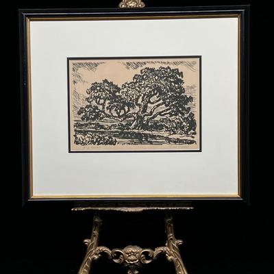 Birger Sandzen original Fine Art Print "OLD WILLOW" 6x8 archival framing
