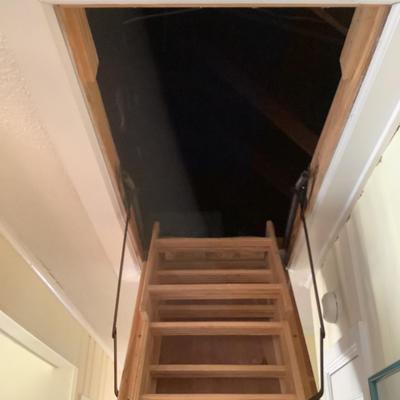 Pull down attic door with ladder-sturdy