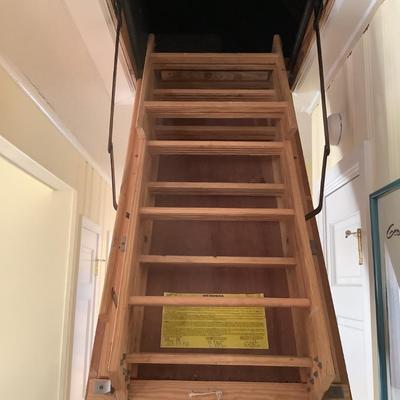 Pull down attic door with ladder-sturdy
