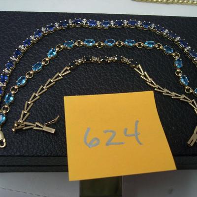Lot of 3 10K gold & Gemstone Bracelets
