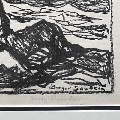 Original Birger Sandzen 1924 lithograph ROCKY PROMONTORY 12x18 archivally framed