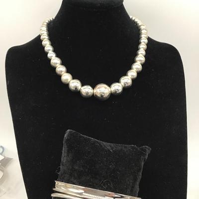 Silver Tone Necklace and Bracelet