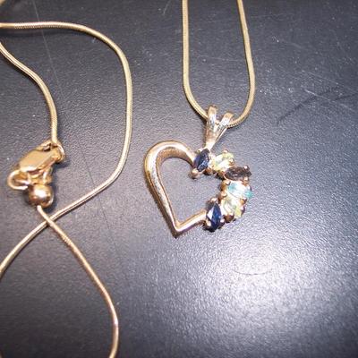Two Gemstone Pendants on Gold chains