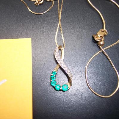 Two Gemstone Pendants on Gold chains