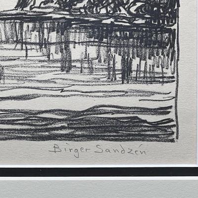 Original Birger Sandzen 1932 stone lithograph print KANSAS STREAM 10x14