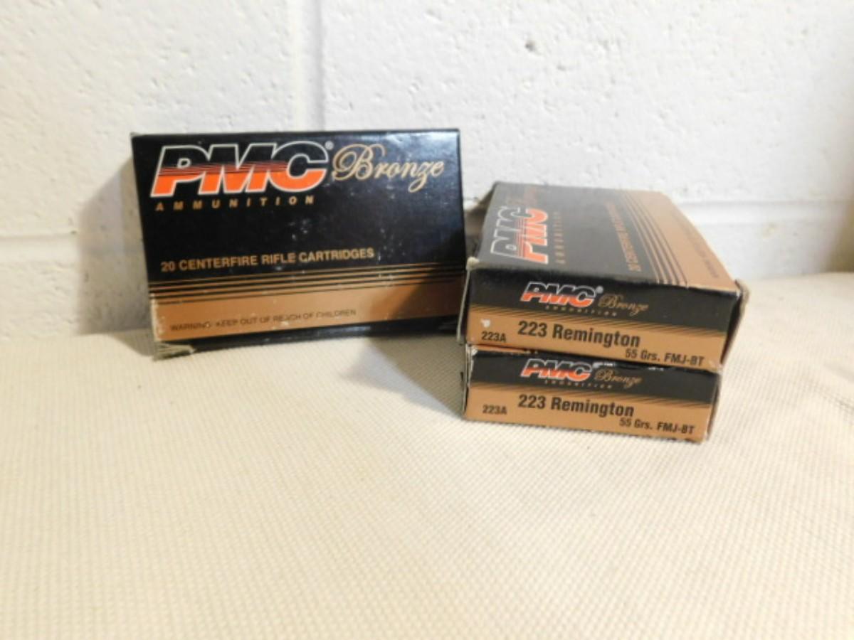 3 Boxes PMC Bronze 223 55 Grain FMJ-BT 20 Round Box | EstateSales.org