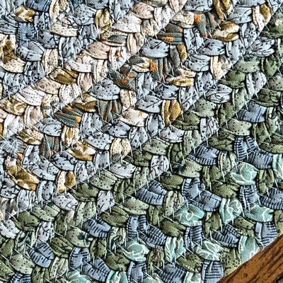 8343 Oval Blue, Teal Green Braided Rug