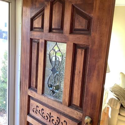 Stained wood beveled, stained glass 77 1/2â€H 36â€W - left hand