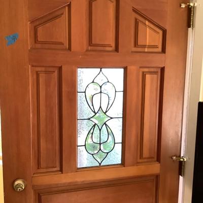 Stained wood beveled, stained glass 77 1/2â€H 36â€W - left hand