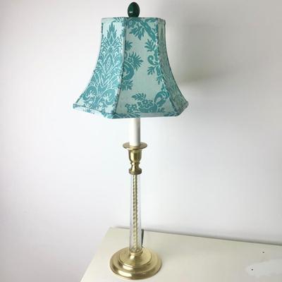 8363 Crystal and Brass Candlestick Lamp with Laura Ashley Shade