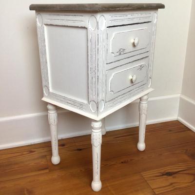 8370 White Painted Two Drawer Stand