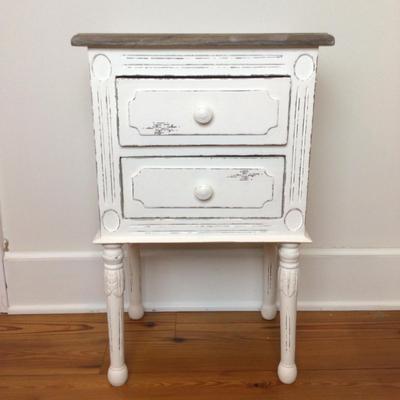 8370 White Painted Two Drawer Stand