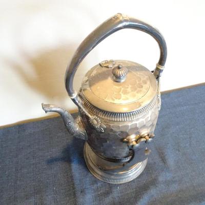 LOT 35. SILVER PLATED KETTLE