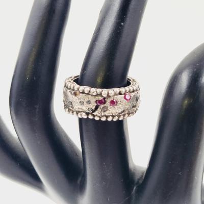 HANDCRAFTED .925 SILVER JEWELED RING SIZE 5.5