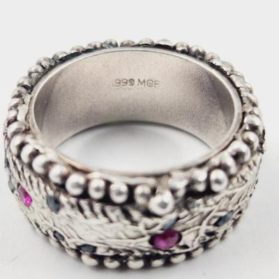 HANDCRAFTED .925 SILVER JEWELED RING SIZE 5.5