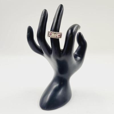 HANDCRAFTED .925 SILVER JEWELED RING SIZE 5.5