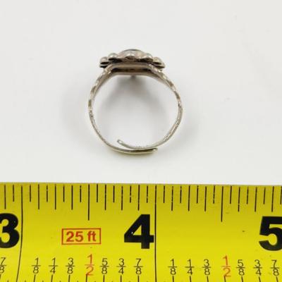 ANTIQUE ADJUSTABLE TURQUOISE & .925 SILVER RING