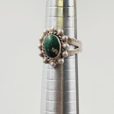 ANTIQUE ADJUSTABLE TURQUOISE & .925 SILVER RING