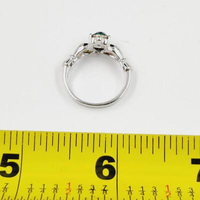 CLADDAGH .925 SILVER CZ EMERALD RING SIZE 6