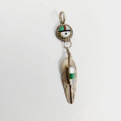 . 925 SILVER NATIVE AMERICAN FEATHER PENDANT