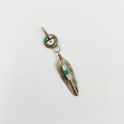. 925 SILVER NATIVE AMERICAN FEATHER PENDANT