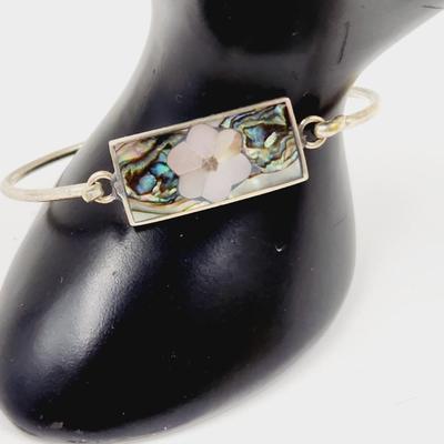MEXICAN SILVER & ABALONE INLAID BRACELET