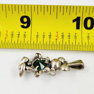 CUTE .925 SILVER DISNEY MINNIE w/ GREEN CRYSTAL BIRTHSTONE PENDANT