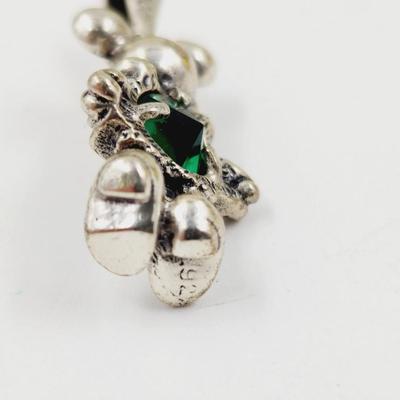 CUTE .925 SILVER DISNEY MINNIE w/ GREEN CRYSTAL BIRTHSTONE PENDANT