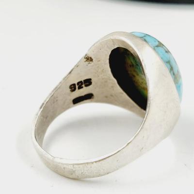 . 925 SILVER & TURQUOISE ARTIST RING SIZE 10